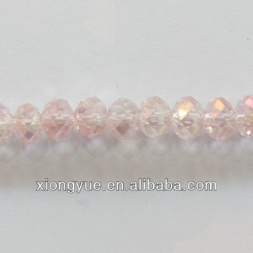 Clear pink color glass rondelle shaped beads