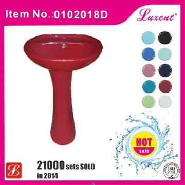 Fashional square design bathroom pedestal washbasin