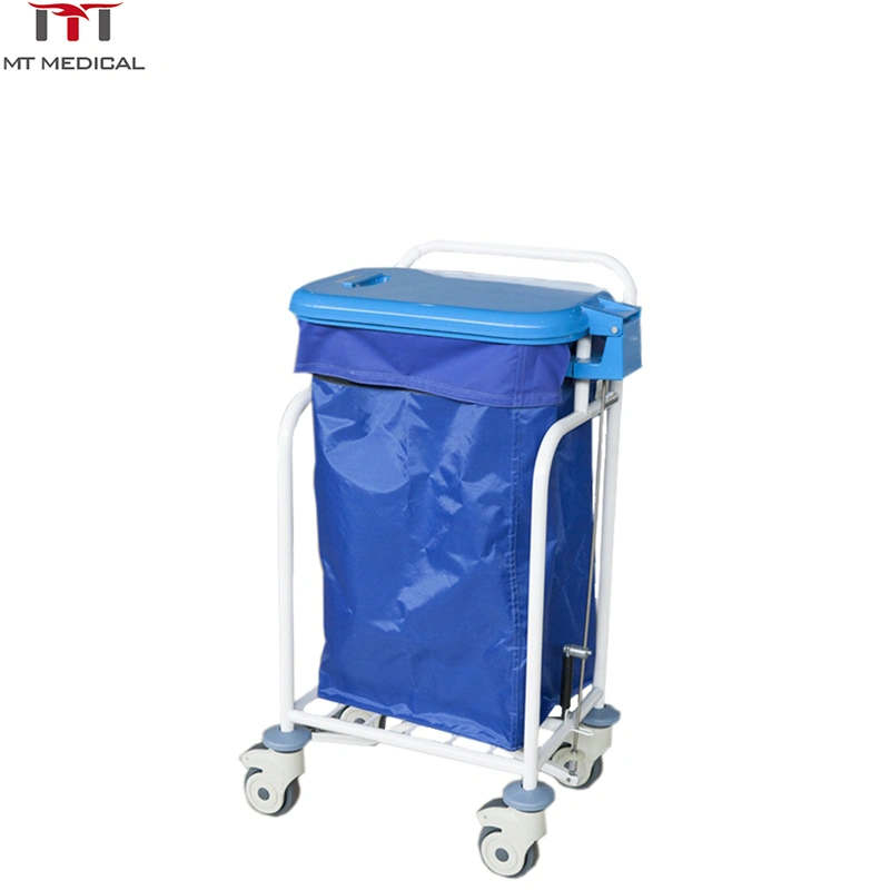 Hospital Equipment Stainless Steel Dirty Linen Medical Waste Trolley with Wheels