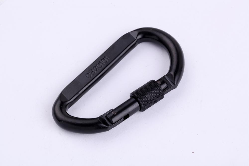 Black Color Dee Shape Strong Carabiner with Screw Lock