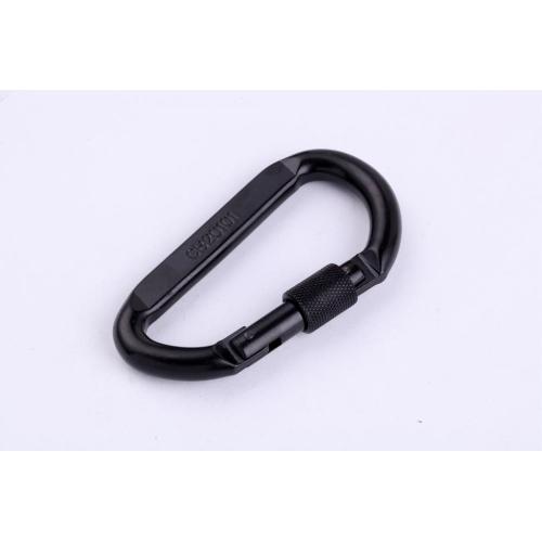 블랙 컬러 Dee 모양 강한 Carabiner 나사 잠금