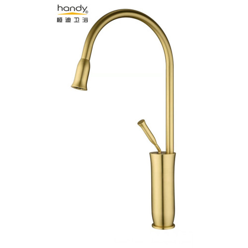 7-shaped brushed gold kitchen mixer faucet