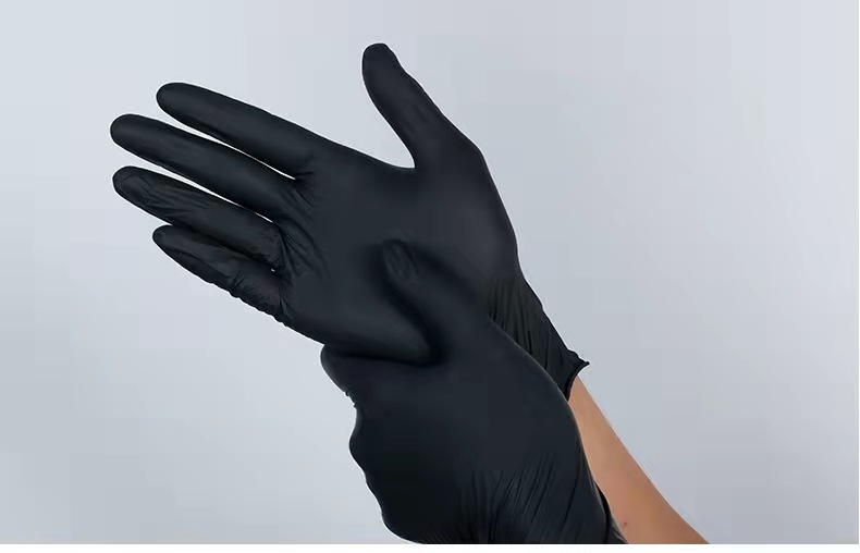 Black High Elastic Powder-free Safety Gloves Household Protection 100 pcs/box Nitrile Synthetic Gloves