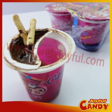 Chocolate cup with biscuit stick