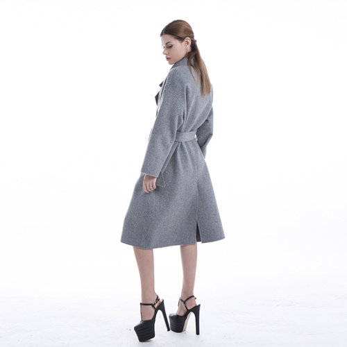 Long grey 100% pure cashmere coat