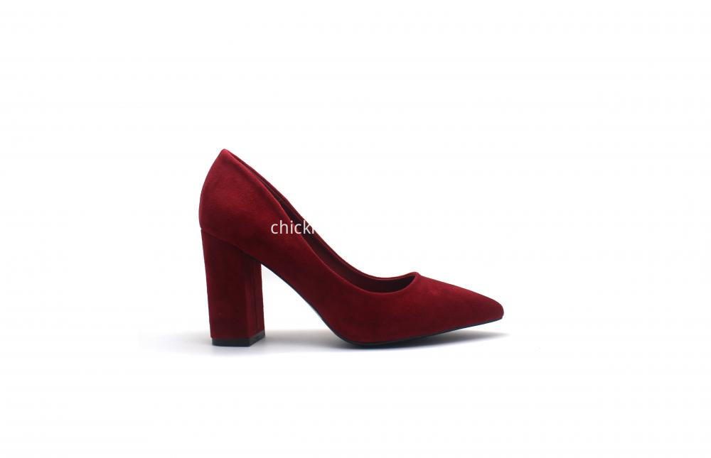 Womens Imitate Suede Point Toe Block Heel