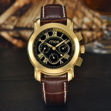 2017 new brown leather band watches men