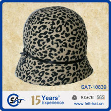 leopard wool felt print hat for womens