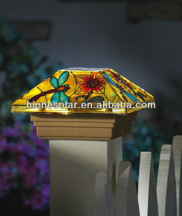 Plastic dragonfly solar light fence post cap