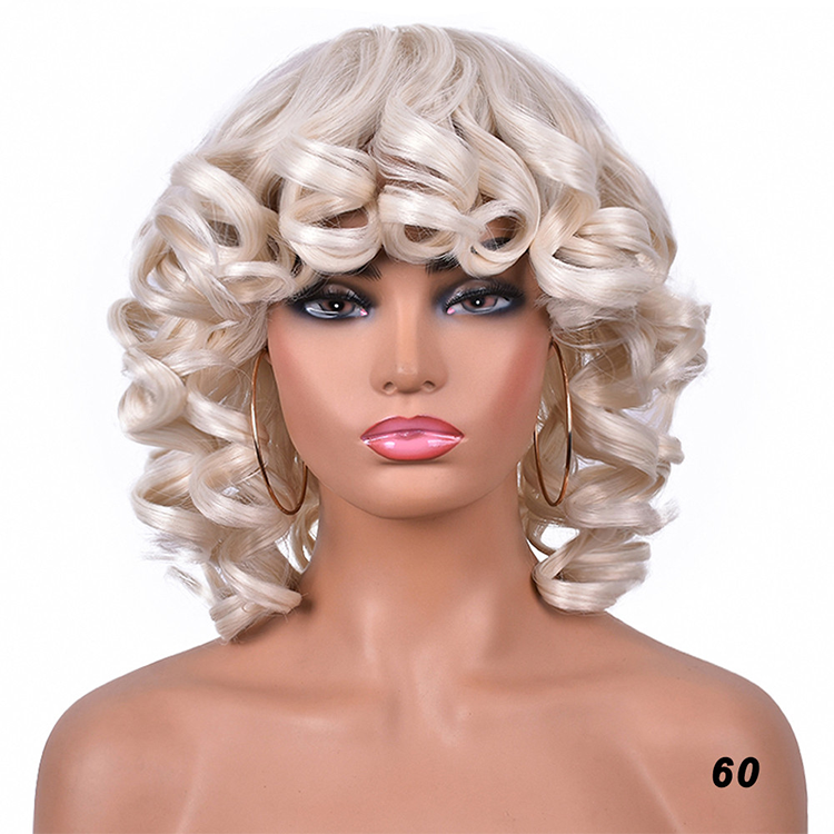 Wholesale Synthetic Hair Wigs short deep wave closer straight curly hair wavy bang wig synthetic wigs with bangs for black women