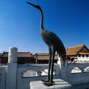 outdoor garden decoration metal craft brass crane statue