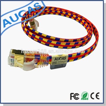 AUCAS CAT6A CAT7 flat patch cable patch cord gold color