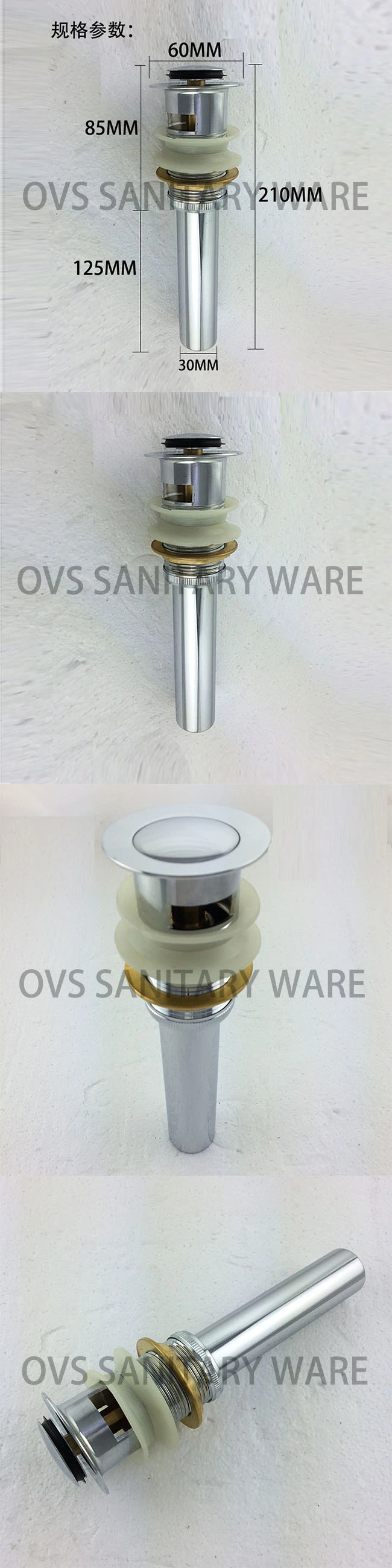 Bathroom Basin Sink Pop up Drain with Overflow