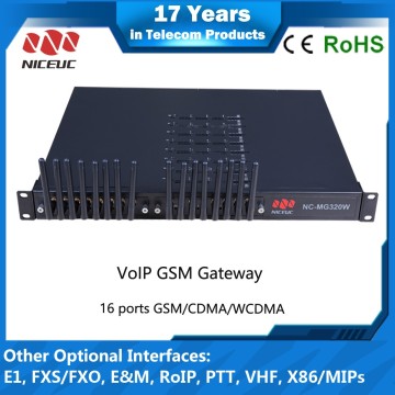 NICEUC solution for company internal communication calling and SMS 16 port 16 sim voip gateway