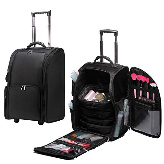 Trolley Cosmetic Case Travelling Beauty Makeup Suitcase Train Vanity Jewellery Portable Organizer Nylon Box Capacity Case