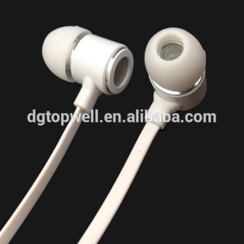 Universal Flat Cable Metal Earphone with MIC in gift box
