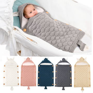 Newborns Stroller Sleeping Bag Kid Sleep Sack Bunny Infant Knit Sleep Bed Sacks Envelope Knitted Swaddle Footmuff Toddler