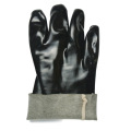 Sarung tangan flanel PVC hitam dengan hasil akhir yang halus