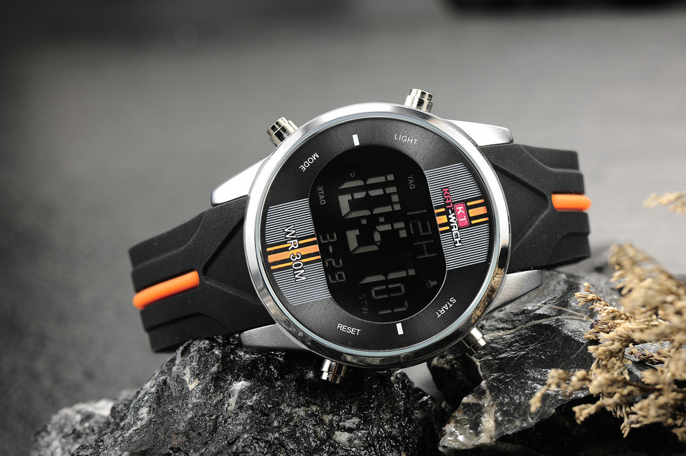 KAT WACH 716 Men Digital Watch Water Resistant Silicone Strap Sport WristWatches