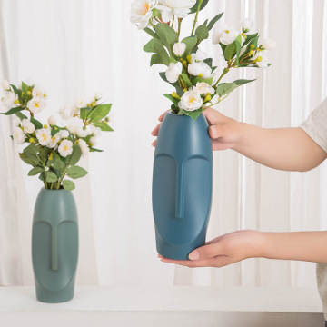 Face abstract Flower Vase Decoration Home Plastic Vase Imitation Ceramic Vase Flower Pot Decoration Nordic Style Flower Basket