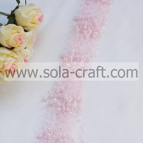 Guirnalda con cuentas de perlas sintéticas de color rosa melocotón de 3 + 8 mm para decoración