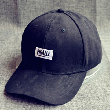 Plain Suede Woven Label Baseball Cap