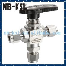 3000 psi three way double ferrules ball valve