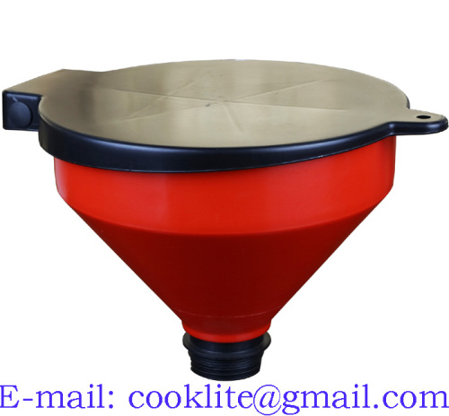 Waste Oil and Chemical Funnel 4 Quart Propylene Lockable Drum Funnel With Removable Screen Filter