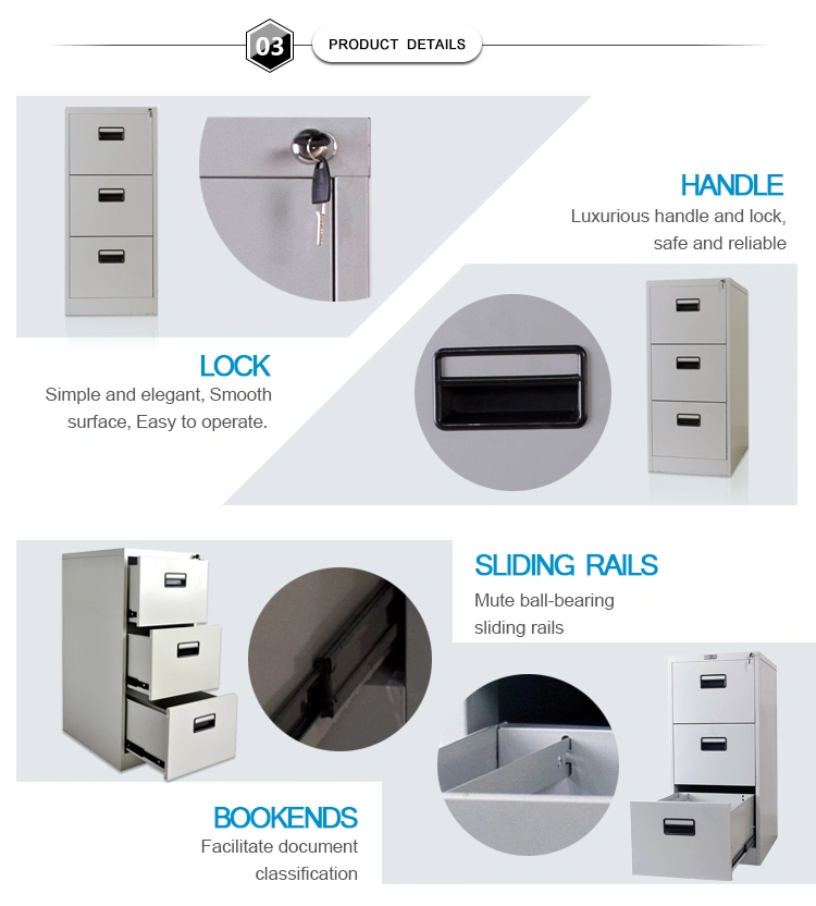 Mingxiu Office Furniture 3 Drawer Vertical File Cabinet / Drawer Cabinet