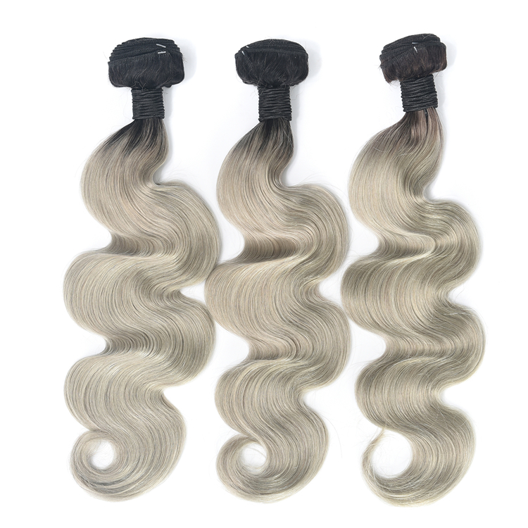 Virgin Hair Extension Brazilian Body Wave Two Tone Ombre 1B/Grey Human Hair Extention