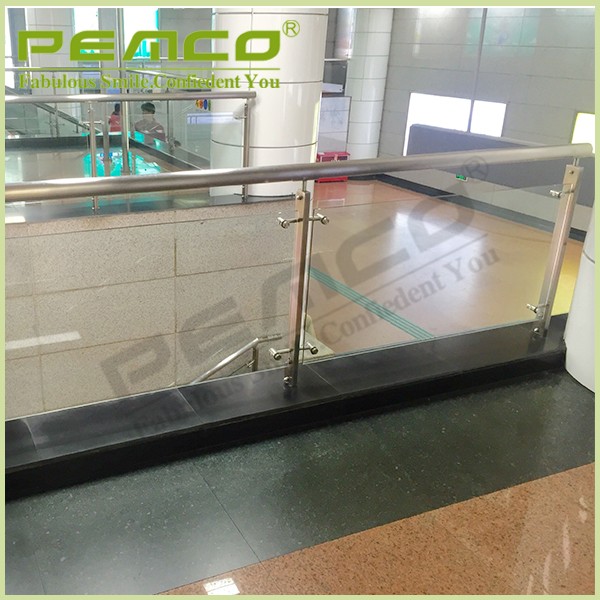 PEMCO Project Modern Design 304 stainless steel Model Interior Stair Tempered glass railing