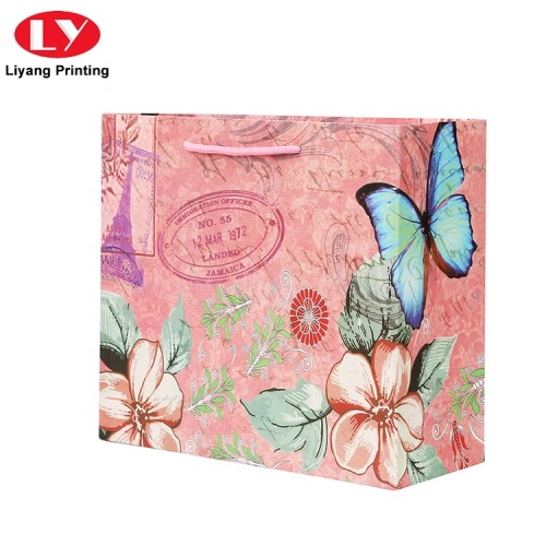 Custom flowers printing shopping paper bags