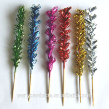 Party Festive Coloured Shiny Foil Frilly Fringe Cocktail Snack Fruit Picks