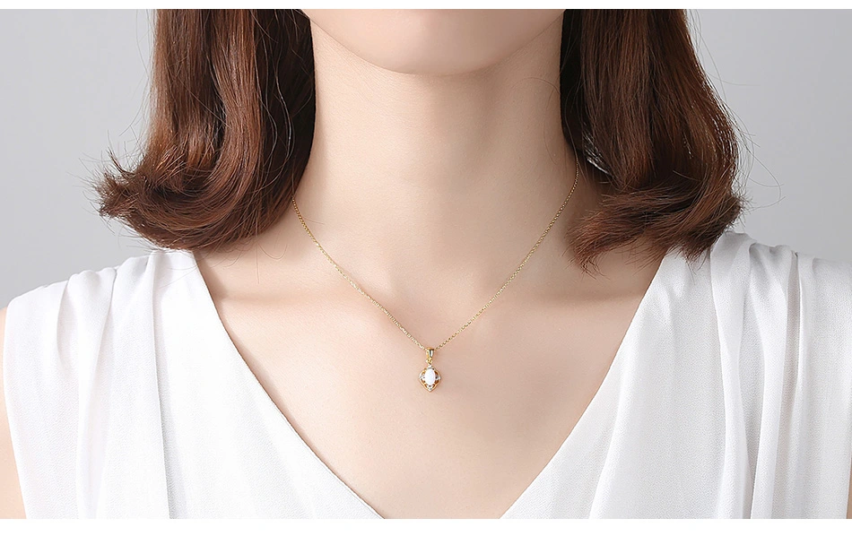 S925 Silver CZ Colorful Fire Opal Pendant Necklace