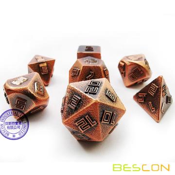 Bescon Copper-Ore Lode Набор цельнометаллических игральных костей, Полиэдральный многогранный D &amp; D RPG 7-Dice Set