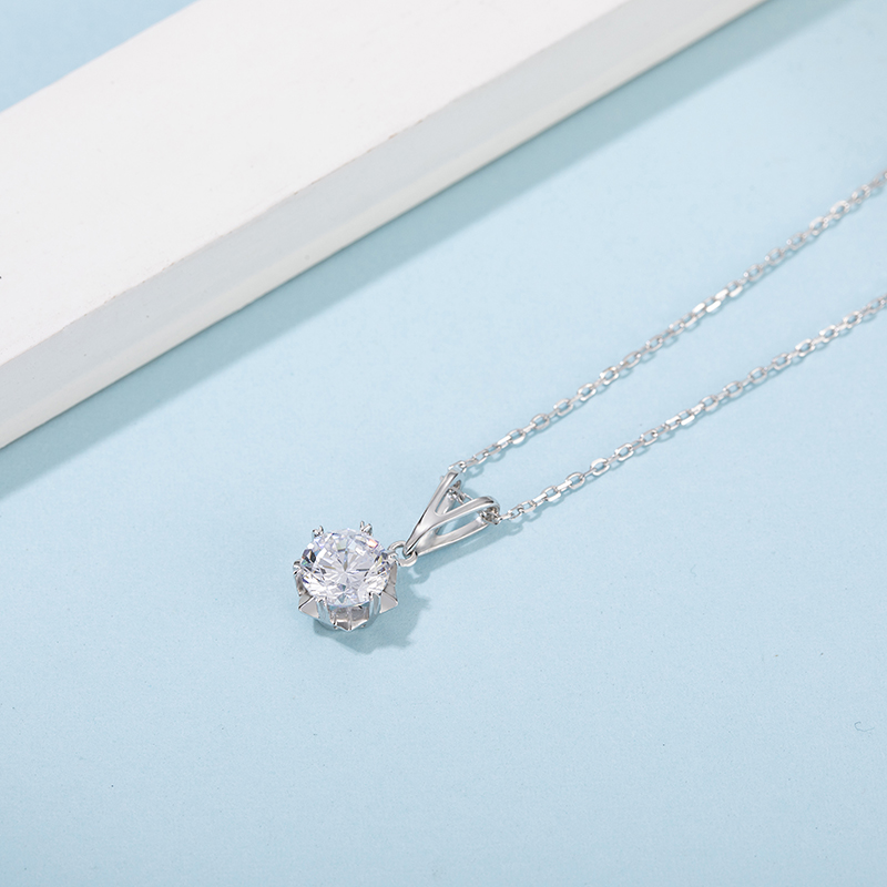 Popular Luxury  925 Sterling Silver Moissanite Pendant Women Engagement Six Prongs Large Diamond Wedding Party Necklace