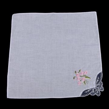 Blomkatoenen handkerchief borduerwurk pocket fjouwerkant