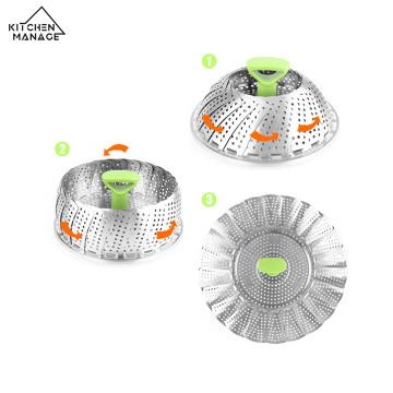 Cesta plegable de acero inoxidable para vaporizador de verduras