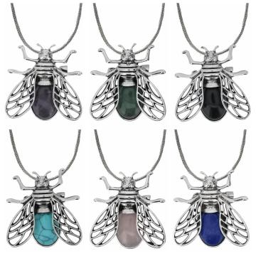 Alloy gem long pendant necklace