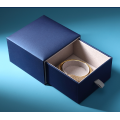 Boîte d'emballage de bijoux en cuir de luxe bleu personnalisé