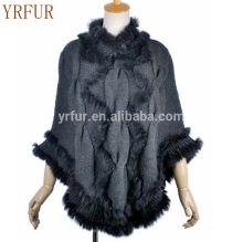 YR369 New Fashion Women Yarn and Rabbit Knitted Fur Stole