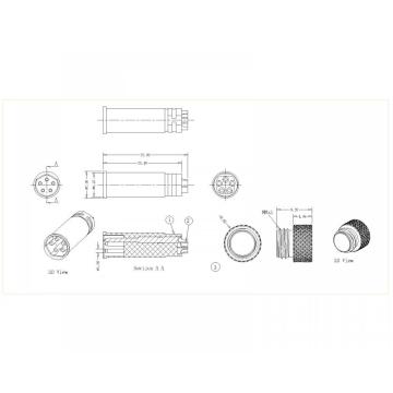 M8-XP-M-180-0 M8 2 ~ 5P MASCHIO B CODICE LATO