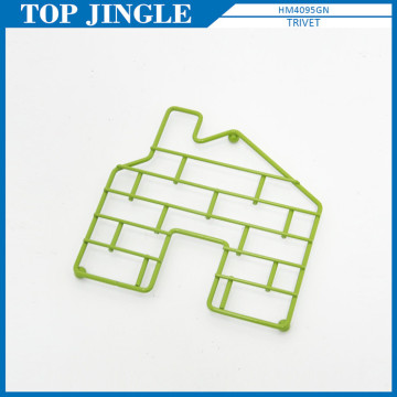 Trendy green coating house Shape Wire Trivet