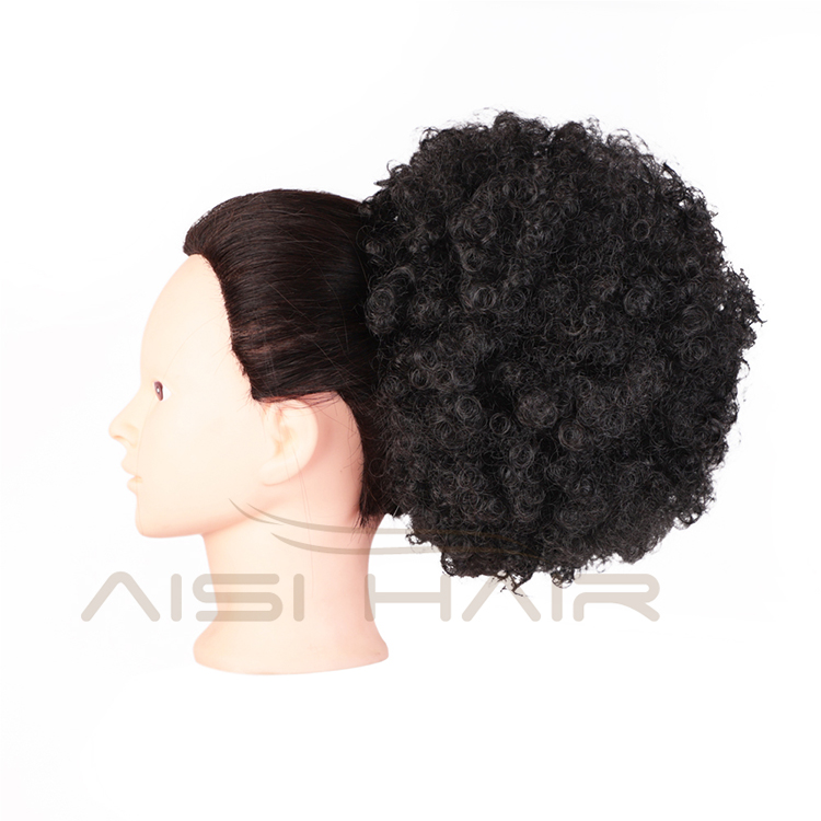 Aisi Hair Cheap Fluffy Curly Hair Bun Ponytail Women's Synthetic Puff Afro Short Curly Chignon Hair Extension For Black Women