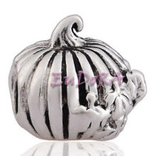 Oem Pumpkin European Style Beads With Thick Silver Plating Beads