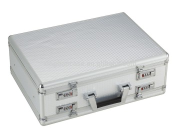 Foshan China double layer Silver aluminum briefcase hard Suitcase XB-BF003