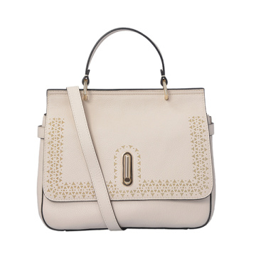 Saffiano Leder Tote Medium Henkeltasche Beige