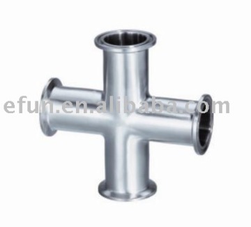 Stainless steel Sanitary 90 Degree cross,Clamped cross