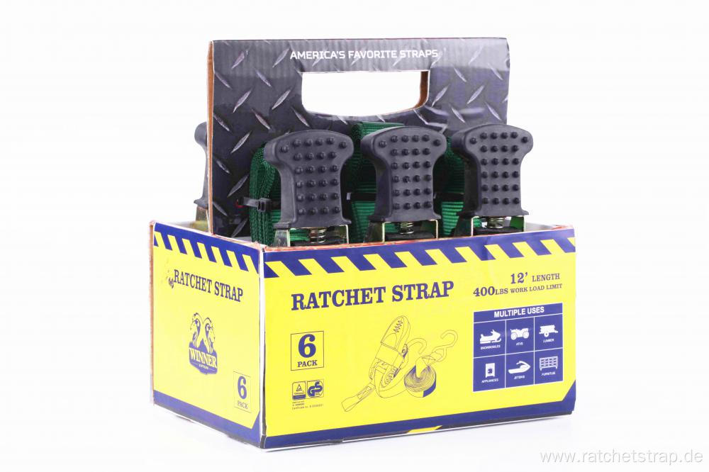 GS Approved 12'Ratchet Lashing Belts With 360Kgs