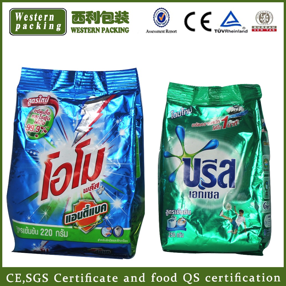 Plastic packaging bag for washing powder